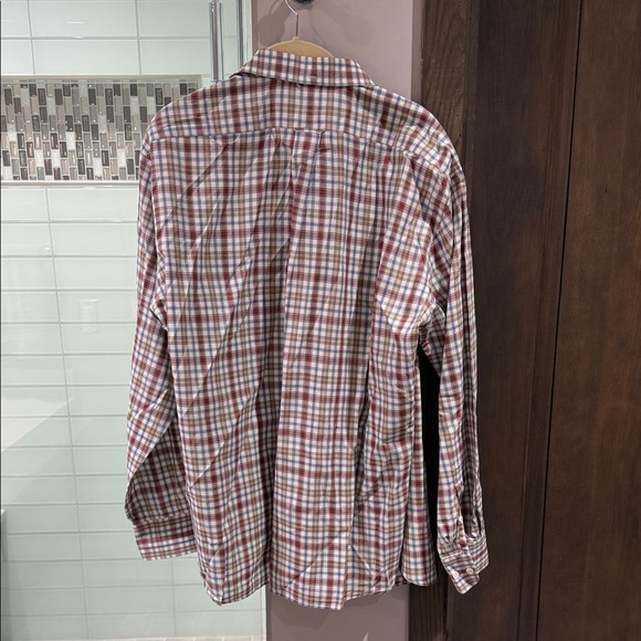 Faconnable Men's Casual Plaid Shirt - Red and White - Picture 6 of 6